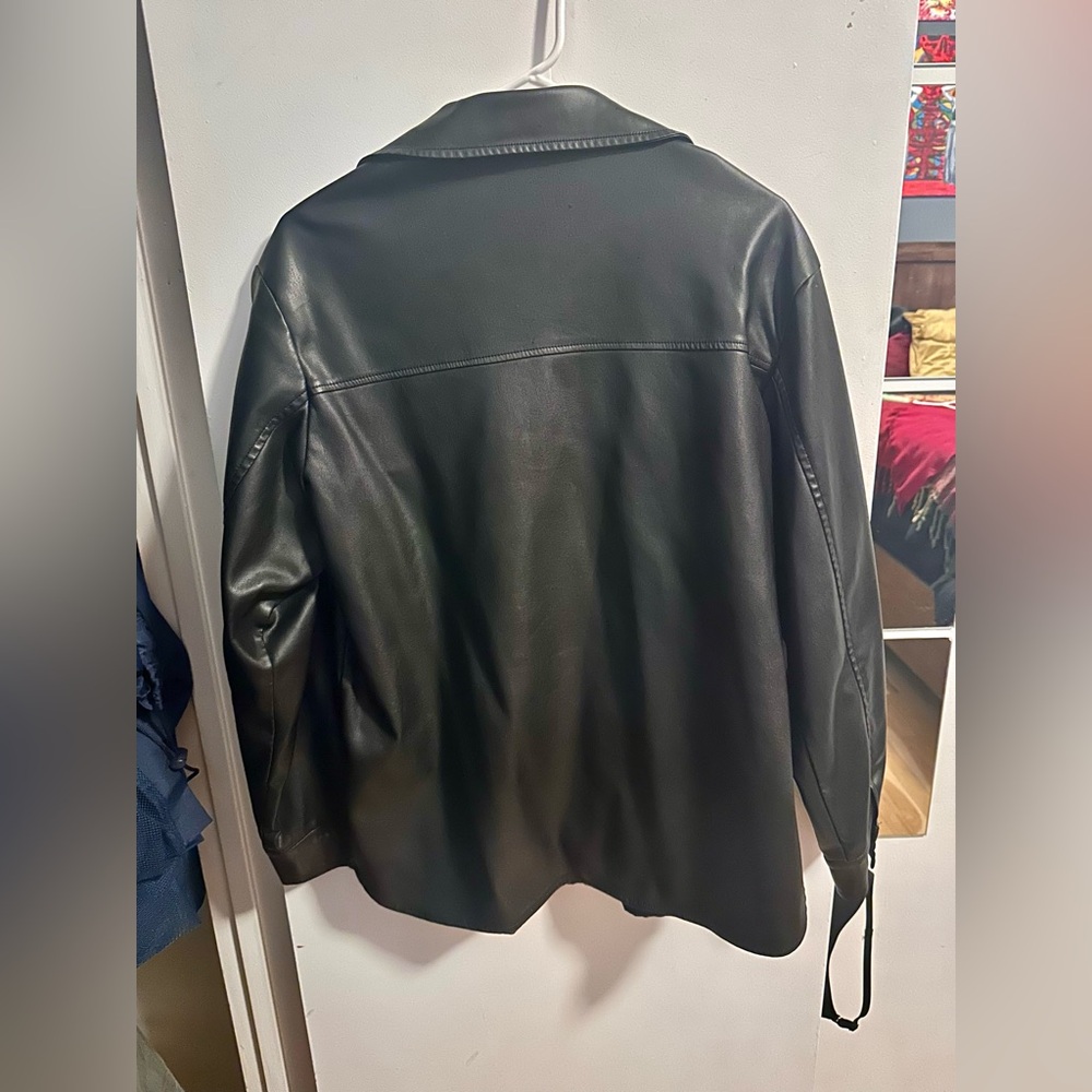 Faux Leather Button Down Jacket - image 8